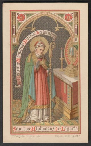 Saint Alphonsus Liguori Antique Belgian Holy Prayer Card Bruges St Augustin Edit