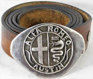 Vtg 84 Alfa Romeo Austin Tx Car Hood Ornament Custom Sterling Silver Belt Buckle