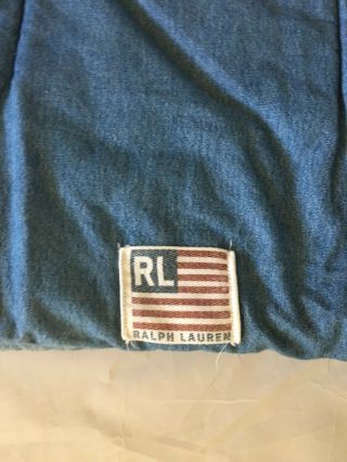 Vintage Ralph Lauren Size King Denim Blue Jean Comforter Flag Windward Bedding 2