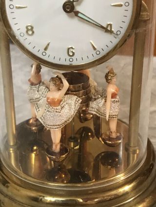 Vintage 6” Globe Clock W/ Balarina Dancers 3