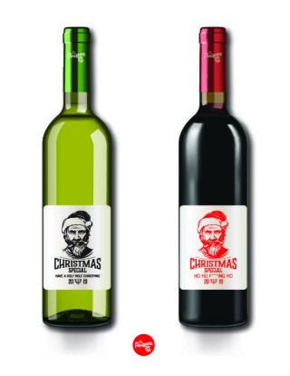 Christmas Xmas Party Wine Stickers Label Wine Bottle Decoration - Set Of 8