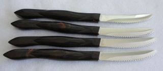Vintage Cutco No.  1758 Set Of 4 Steak Knives Usa Brown Swirl Handle Knife