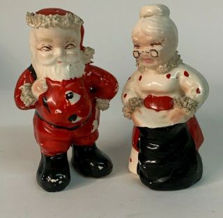 Vintage Kreiss 1956 Christmas Mrs.  Mr.  Santa Claus Set Salt & Pepper Shakers