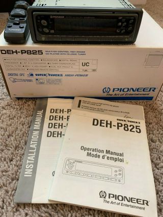 Vintage Pioneer Car Radio Stereo Deh - P825 Cd Player Receiver Deck W/ Remote Box