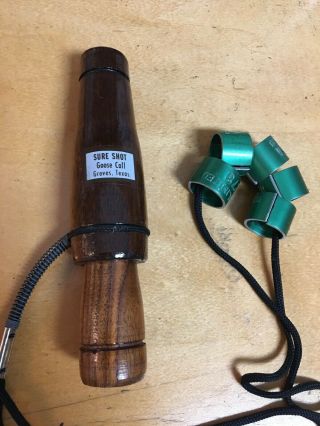 Vintage Sure Shot Goose Call With Lanyard And Bands