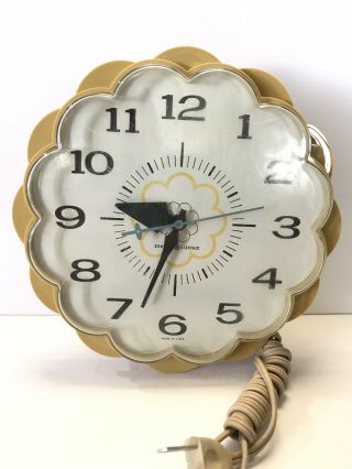 Vintage Wall Clock General Electric Ge Kitchen Daisy Flower Model 2150