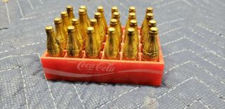Vintage Mini Coca Cola Crate W/ 24 Gold Bottles Miniature Rare