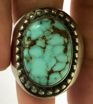 Heavy Vintage Natural Turquoise Navajo Mens Tribal Ring Sterling Silver Sz 9.  75