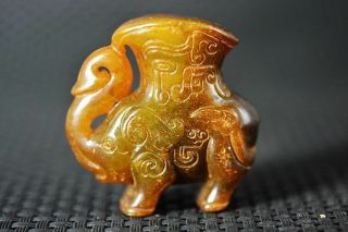 Unique Chinese Old Jade Carved Elephant Statue/pendant Y70