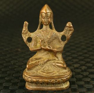 Chinese Old Bronze Blessing Buddha Statue Figure Table Noble Ornament Gift