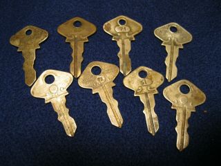 8 Old Vintage Ford Model A Or T Keys S 72,  68,  51,  57,  61,  65 & 71 Plus One Worn