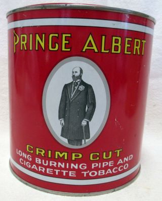 Vintage &,  Prince Albert Crimp Cut Pipe & Cigarette Tobacco Can 5 3/8 "