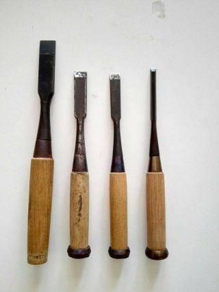 Japanese Chisel Nomi Carpentry Tool Set Of 4 Japan Blade