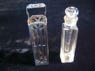 Rare Art Deco Sterling Encased Glass Miniature Perfume Bottle,  Germany 2