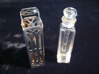 Rare Art Deco Sterling Encased Glass Miniature Perfume Bottle,  Germany 3