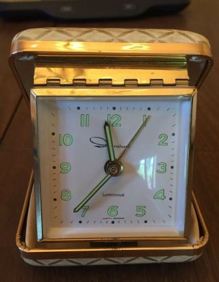 Vintage Ingraham West Germany Travel Alarm Clock - Luminous In Case