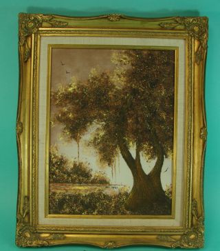 Vtg Oil Painting By Perez Textured Framed Canvas 12 " By 16 "