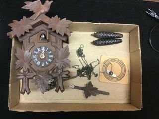Old Vintage Antique Cuckoo Clock Germany Parts Repair Black Forest