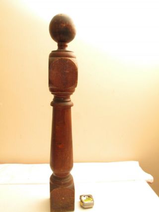 Antique Newel Post 19th C Mahogany Walnut 34 " Tall Vtg Wood Turner;s Blank
