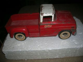 Vintage Tonka Red Ford Stepside Pickup Truck Steel Toy 12.  5 " Long Rolls