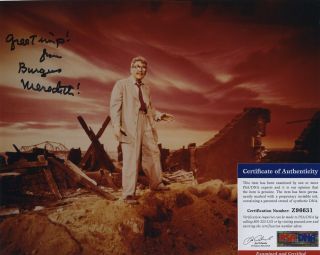 Burgess Meredith Signed Color Photo The Twilight Zone Rare Image Psa/dna