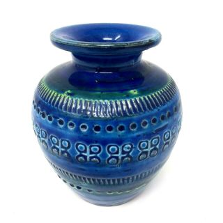 Mid Century Modern Aldo Londi Rimini Blue Vase Flavia Montelupo Italy Vintage 4 