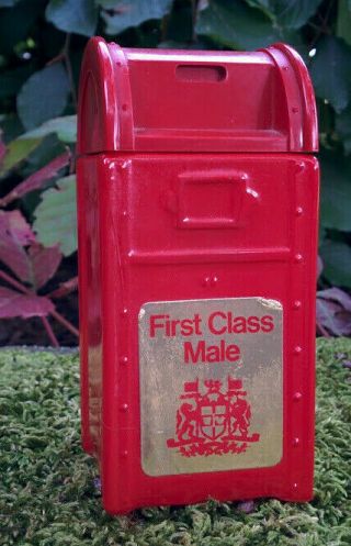 Vintage Rare All Red Canada Version First Class Male Mailbox Glass Avon Bottle