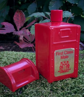 Vintage RARE ALL RED CANADA VERSION First Class Male Mailbox Glass Avon Bottle 2