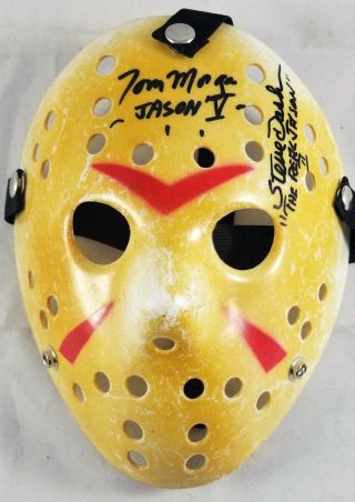 Tom Morga Steve Dash Signed Jason Voorhees Mask Friday The 13th J8
