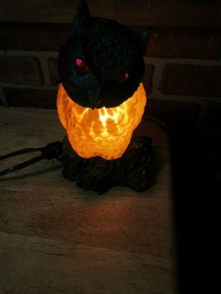 VINTAGE TIFFANY STYLE STAINED GLASS HOOT OWL ACCENT LAMP HALLOWEEN & ANYTIME 2