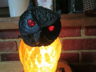 VINTAGE TIFFANY STYLE STAINED GLASS HOOT OWL ACCENT LAMP HALLOWEEN & ANYTIME 3