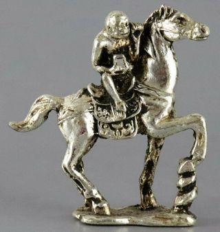 Collectable China Tibet Silver Hand Carve Horse & Monkey Moral Auspicious Statue