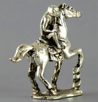 Collectable China Tibet Silver Hand Carve Horse & Monkey Moral Auspicious Statue 3