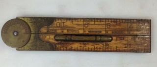 Antique Vintage Lufkin No 863l Boxwood Folding Rule Ruler Level Inclinometer