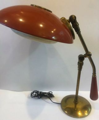 Vintage Mid Century Modern Adjustable Desk Lamp Atomic Flying Saucer