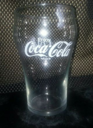 Vintage Extra Large White Logo “enjoy Coca - Cola Coke” Clear 32 Oz Drinking Glass