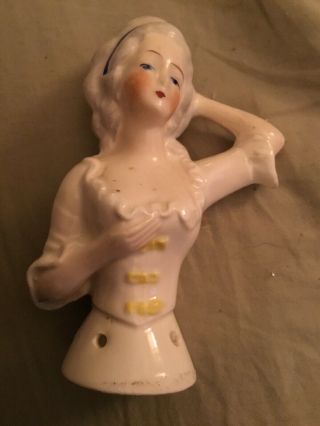 Art Deco Hand Painted Porcelain Half Doll Bust Clothes 4344 Germany