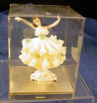 Vintage 4 " Dresden Lace Porcelain Ballerina Figurine 1950 