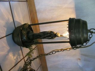 Vintage Greek Goddess Mineral Oil Rain Drip Drop Hanging Swag Lamp Light 20 Inch