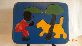 Vintage Wood Pre - School Puzzle By " Game Time ",  Little Black Sambo & Tiger 2
