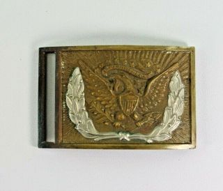Antique Civil War Union Enlisted Soldier Brass And Nickel Plate Sword Belt Plate