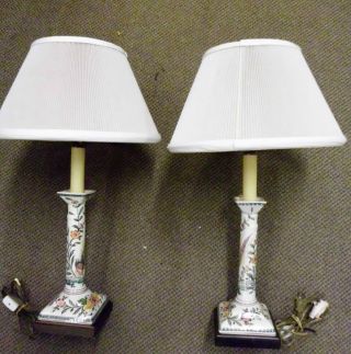 Frederick Cooper,  Vintage Pair Ceramic Candlestick Lamps 