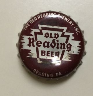 Old Reading Beer Corked Back Bottle Cap Crown Reading Pa Advertising