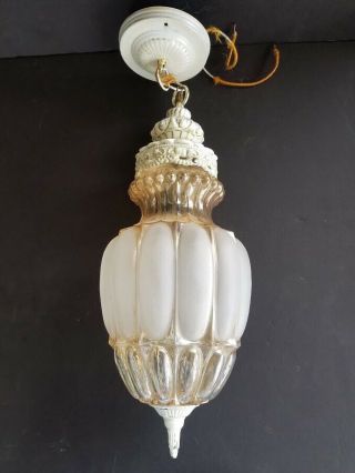 Antique Victorian Lamp Light Acid Etched Frosted Hanging Lamp Vintage Nouveau