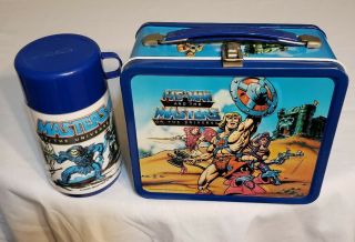 Vintage 1984 He - Man Masters Of The Universe Metal Lunch Box & Thermos Nm