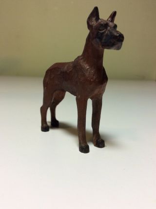 Vintage Great Dane Dog Antique Folk Art Hand Carved Miniature Wood Figurine
