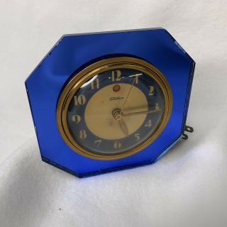 Vintage Art Deco Telechron Model 3f65 Blue Mirrored Electric Clock
