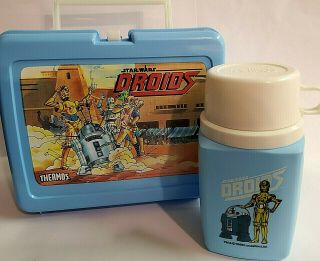 Vintage Star Wars Droids Lunch Box 1985 Complete With Bottle Thermos Plastic