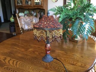 Beaded Fringed Table Lamp