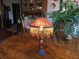 Beaded Fringed Table Lamp 2